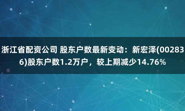 浙江省配资公司 股东户数最新变动：新宏泽(002836)股东户数1.2万户，较上期减少14.76%