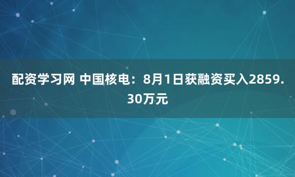 配资学习网 中国核电：8月1日获融资买入2859.30万元