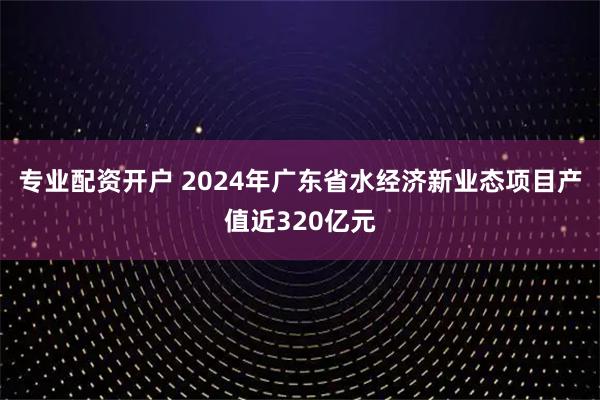 专业配资开户 2024年广东省水经济新业态项目产值近320亿元